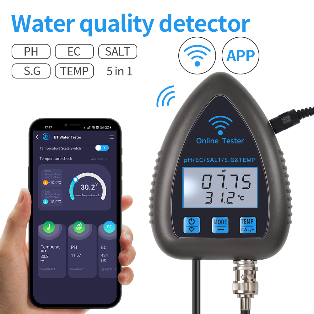 Marine Aquarium Water Analyzer - Tuya wifi 5 em 1 medidor