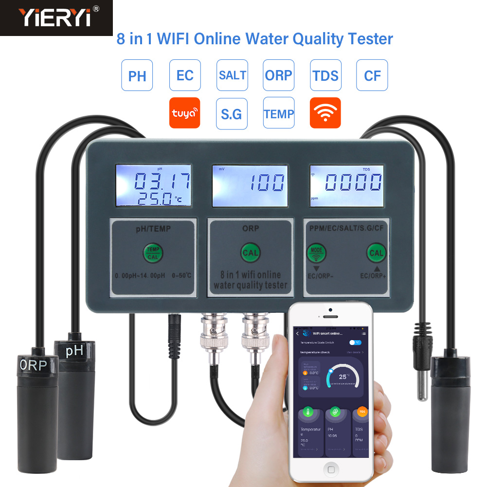 Marine Aquarium Water Analyzer - Medidor de ph inteligente wi-fi tuya,