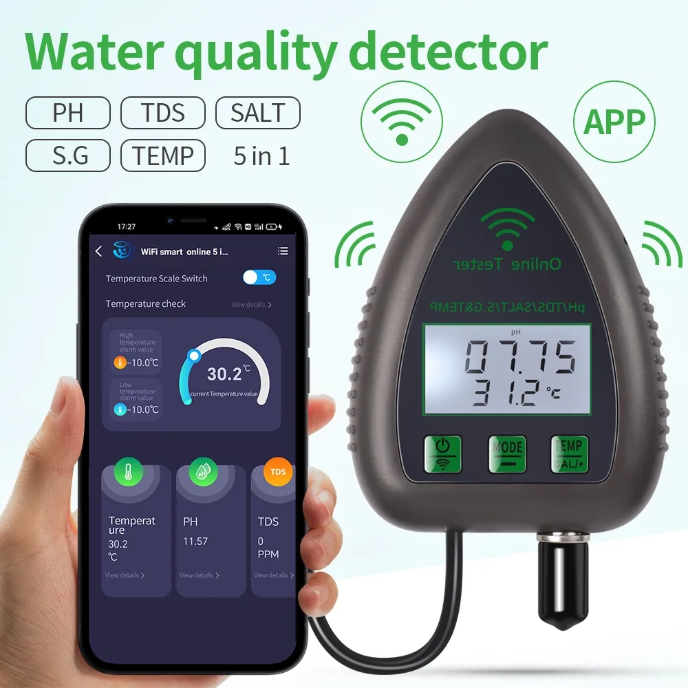 Marine Aquarium Water Analyzer - Tuya wifi 5 em 1 testador