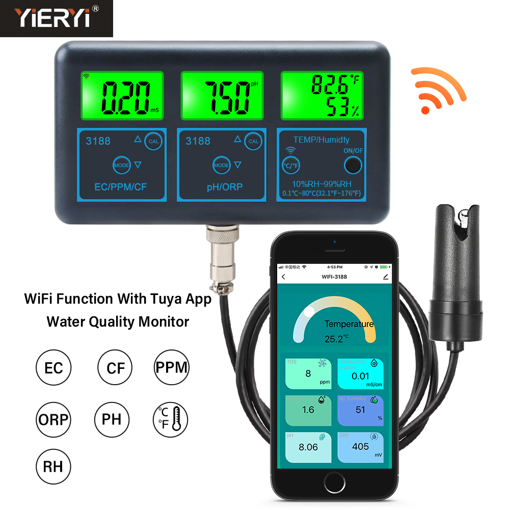 Marine Aquarium Water Analyzer - Medidor de ph wi-fi, temperatura tds